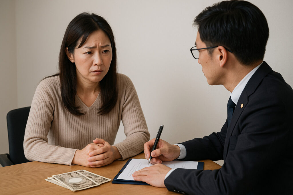 弁護士に過払い金の相談をしている様子