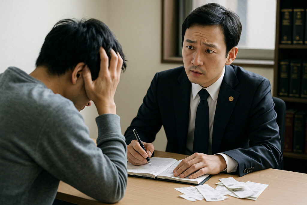 弁護士に過払い金の相談をしている様子