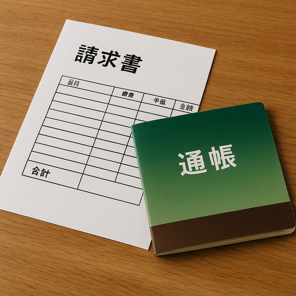 請求書と通帳