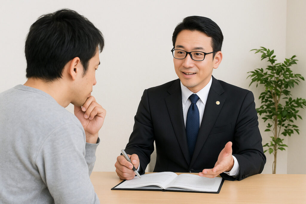 弁護士に過払い金の相談をしている様子