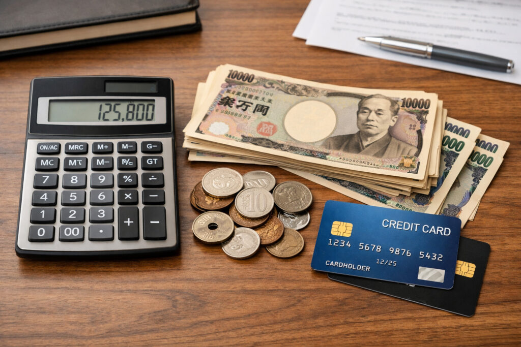 お金と電卓とクレジットカード