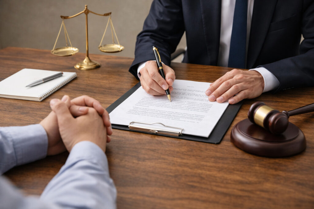 弁護士に相談している様子