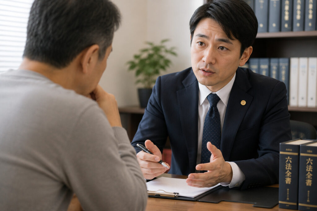 弁護士に相談している様子